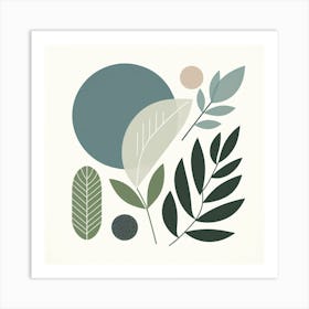 Scandinavian style, Green leaves 2 Art Print