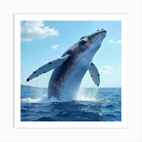 A Majestic Humpback Whale Breaching The Surface 1 Art Print