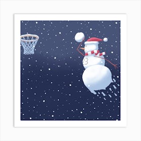 Dunking Snowman Art Print