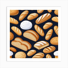 Bread And Buns Seamless Pattern Art Print