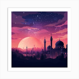 Islamic Mosque At Night Art Print