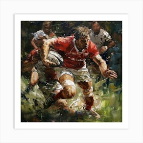 Wales Rugby Player In Action Art Print