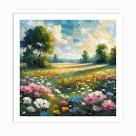 Cosmos Flowers Art Print