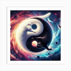 Yin Yang Cats 5 Art Print