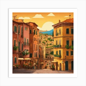 Italy City Background Cartoon Art Print