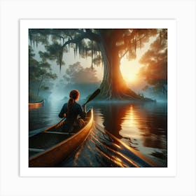 Woman In A Canoe Art Print