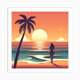 Sunset At The Beach 4 Art Print