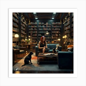 Woman In A Library 2 Art Print