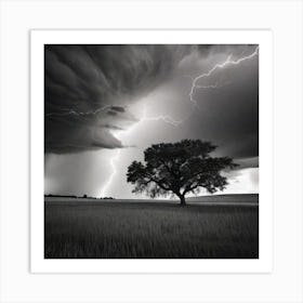 Lightning Over A Tree 2 Art Print