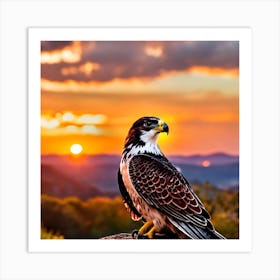 Peregrine Falcon At Sunset Art Print