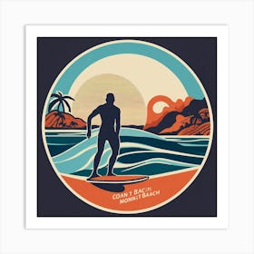 Round Logo Montabeach Minimaliste Ocean Wave Surfi (8) Art Print