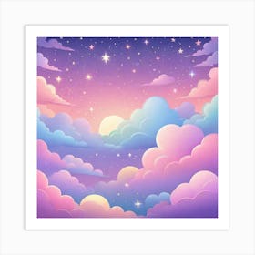 Sky With Twinkling Stars In Pastel Colors Square Composition 36 Art Print