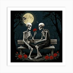 Skeleton Couple Art Print