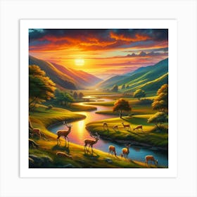 Deer In The Mountains Art Print