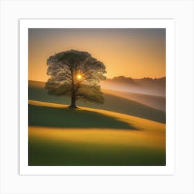 Lone Tree At Sunrise Art Print