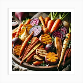 A Close Up Of Root Vegetables, Featuring A Variety Art Print