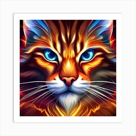 Cat With Blue Eyes 1 Art Print