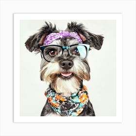 Dog With Glasses 64 Art Print