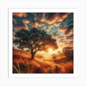 Sunset In The Savannah Art Print