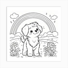 Line Art lovely dog 2 Art Print