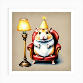 Hamster In A Party Hat Art Print