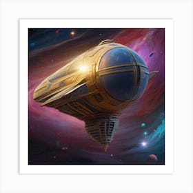 Spaceship In Space Art Print