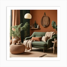 Default A Modern Rustic Living Room With Terracotta Walls A Be 1 Art Print