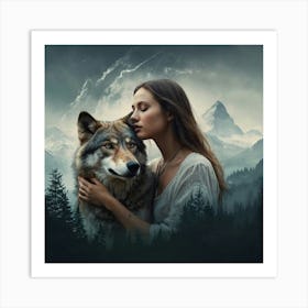 Wolf And The Woman Art Print