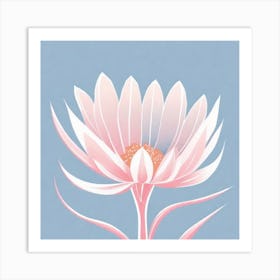 A White And Pink Flower In Minimalist Style Square Composition 190 Art Print