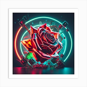 Neon Rose 1 Art Print