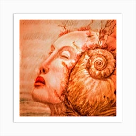 Woman With A Shell Art Print