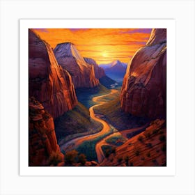 Sunset In Zion 9 Art Print