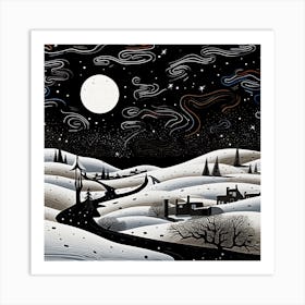 Night In The Snow Art Print