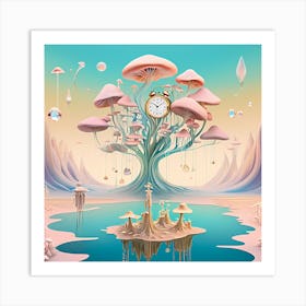 Clock In The Forest Art Print