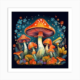 Mushrooms In The Forest 23 Art Print