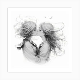 Kissing Girls 1 Art Print