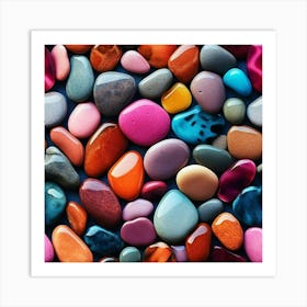 Colorful Shiny Pebbles Wall Art Art Print