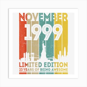 23 Years Old Gifts Vintage November 1999 23rd Birthday Art Print