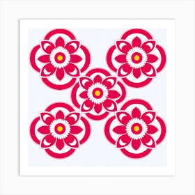 Asian Flower, tile art Art Print