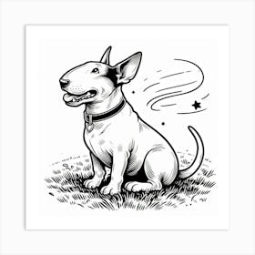 Line Art bull terrier dog Art Print