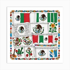 Mexican Flags 1 Art Print