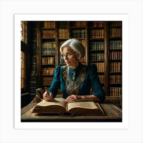 The Elderly Lady Librarian 000 Art Print