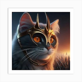 Cat In A Helmet Art Print