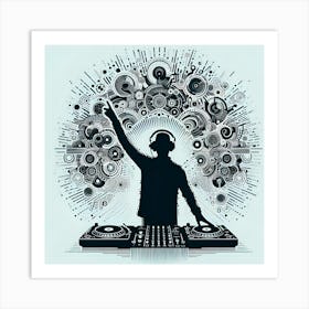 Dj with man Art Print