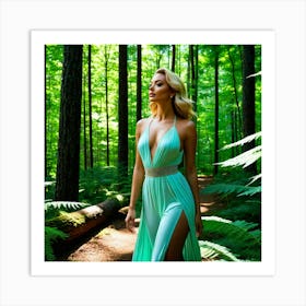 Beautiful Woman In The Forest 10 Art Print