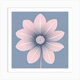 A White And Pink Flower In Minimalist Style Square Composition 729 Art Print