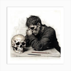 Man With A Skull Art Print