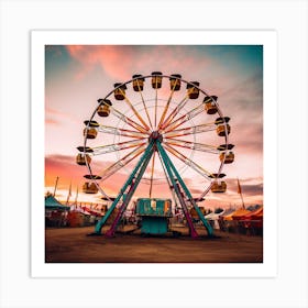 Carnival Ferris Wheel At Sunset Art Print