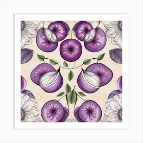 Seamless Pattern With Plums Art Print