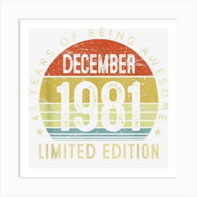 41 Year Old December 1981 Limited Edition 41th Birthday Gift 1 Art Print